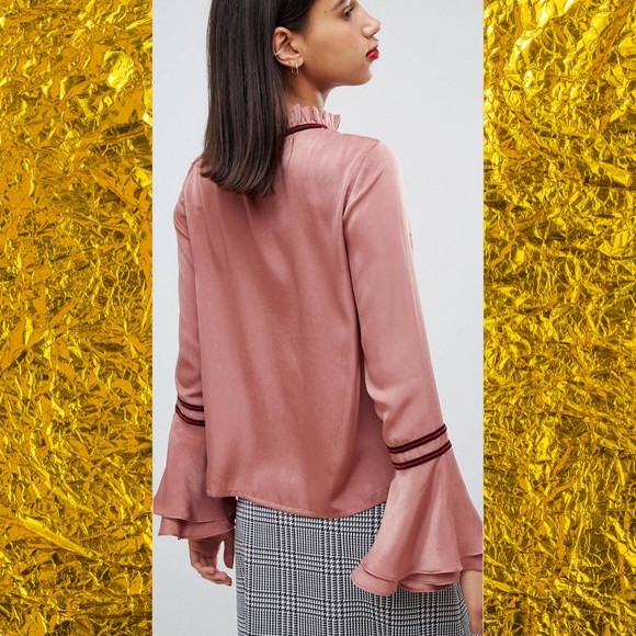 👏Big Sales👏Sofie Schnoor Tie Neck Blouse in Dusty Rose - Picture 2 of 5